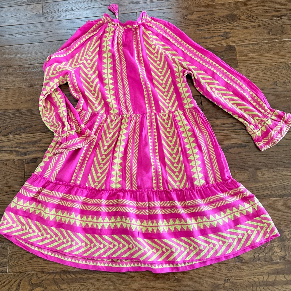 Anthropologie Maeve Pink Yellow Geometric Mini Dress Womens Oversized Tunic Boho - Picture 6 of 9